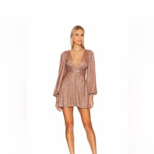 Tularosa Sequin Embellished Dress in Pink and Gold
